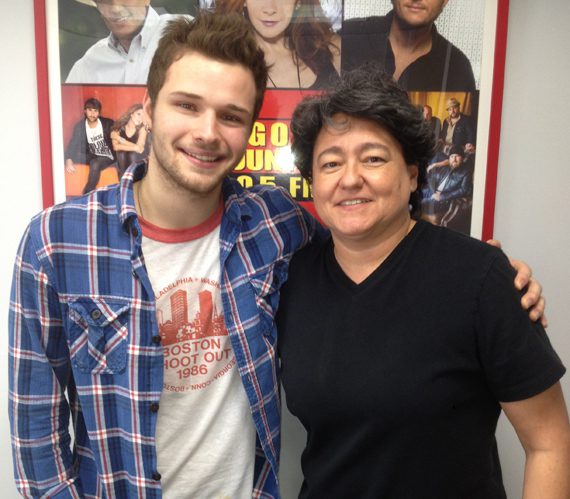 Show Dog Universal Music’s Joel Crouse (L) made a recent pit stop on the west coast at KKGO to visit with PD Tonya Campos (R) in support of his debut single, “If You Want Some.”
