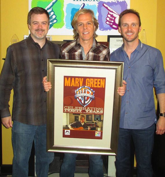 Pictured (L-R): Ben Vaughn (Executive Vice President, Warner/Chappell Music), Marv Green, Rusty Gaston (General Manager and Partner, THiS Music)