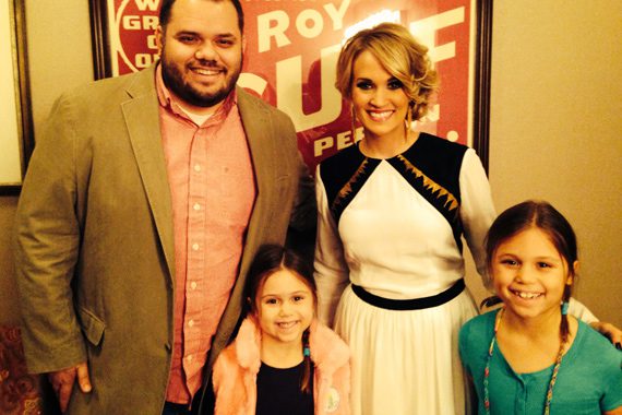 Arista Nashville’s Carrie Underwood recently visited with WSIX Michael Bryan and his two daughters after a recent performance on the Grand Ole Opry at Nashville’s Ryman Auditorium.