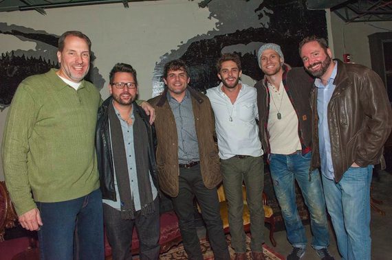 Pictured (L-R): Sony/ATV’s Tom Luteran, Chris DeStefano, Akins, Rhett, Chase Rice, SATV’s Josh Van Valkenburg 