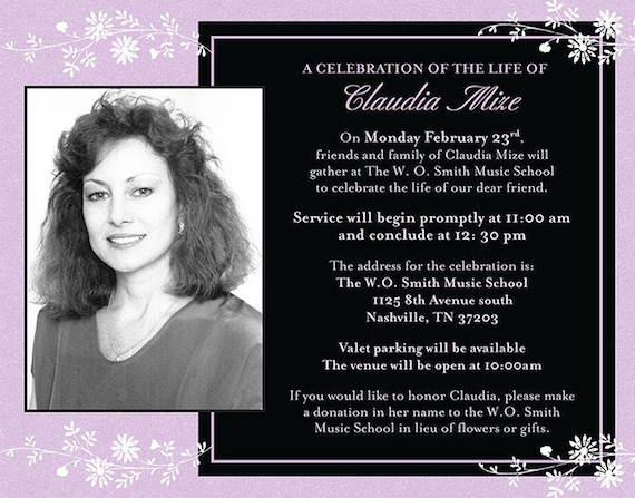 Claudia Mize Celebration of Life