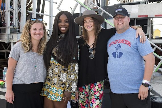 Pictured (L-R): Nina Carter, BMI; Jessy Wilson and Kallie North of Muddy Magnolias; Bradley Collins, BMI. (Erika Goldring Photo)